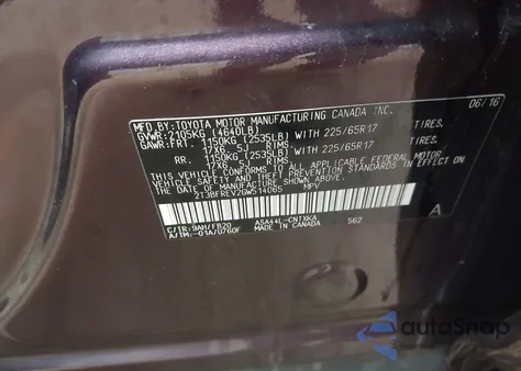 2016 Toyota Rav4 Le from USA, damaged, VIN 2T3BFREV2GW514065